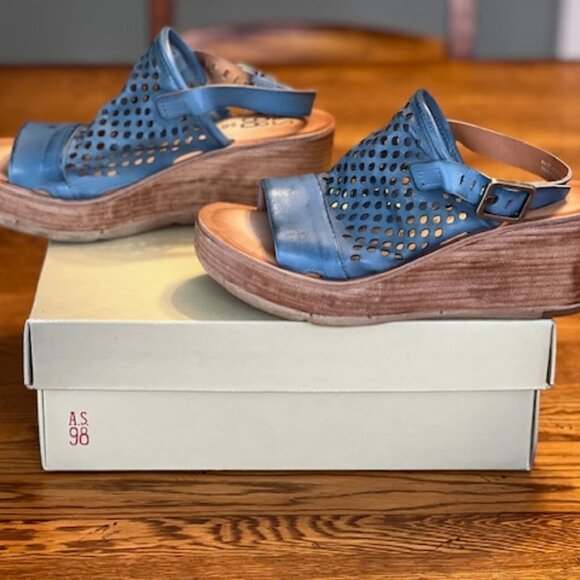 A.S.98 NORMIE Wedge Sandal, Blue, Size 40 EU (NWT) - Picture 4 of 9